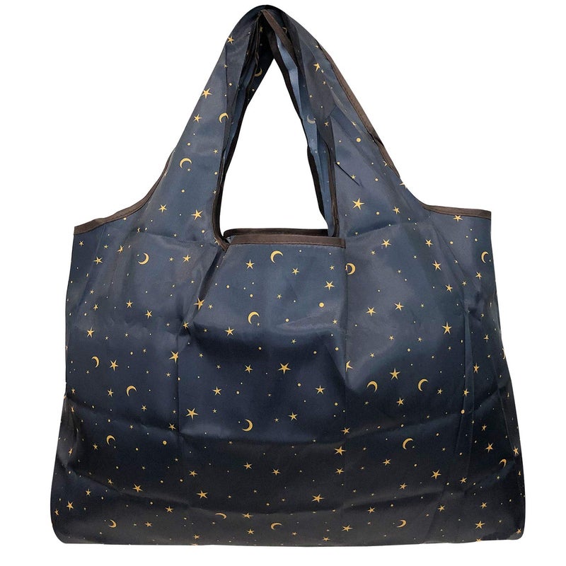 allydrew Large Foldable Tote Nylon Reusable Grocery Bag, 3 Pack, Midnight Madness - Image 4